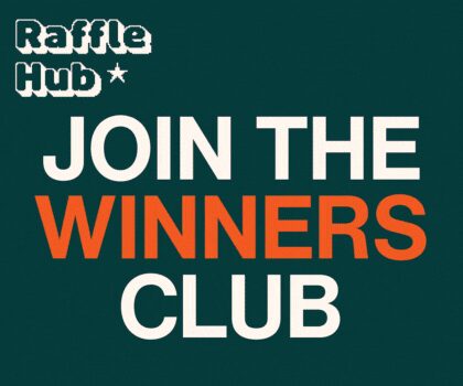 An advert for Raffle Hub, online scooter competitions.