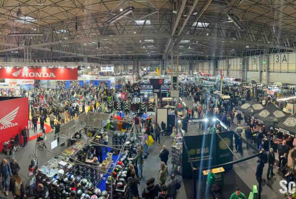 Crowds of motorcyclists at the 2025 Motorcycle Live show.